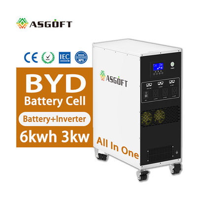 6kwhリチウム イオン電池の携帯用発電所6KWH Lifepo4雑種インバーター3kw