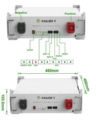 積み重ねられる51.2V LiFePO4 エネルギー貯蔵電池 5KWH-30KWH UL認証