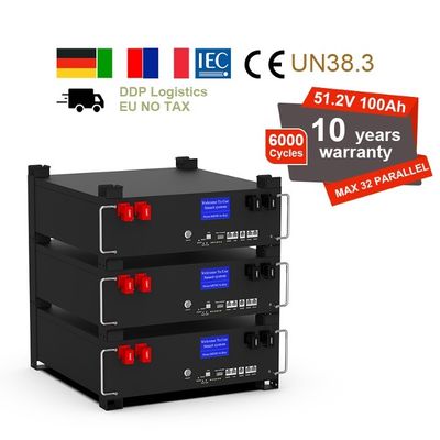 LiFePO4 スタックされたリチウムエネルギー貯蔵電池 51.2v 100Ah オーダーメイド